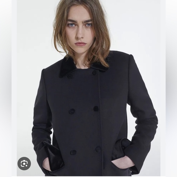 NWT The Kooples Cashmere and Wool Velvet Button double breasted Jacket Coat - Picture 5 of 17